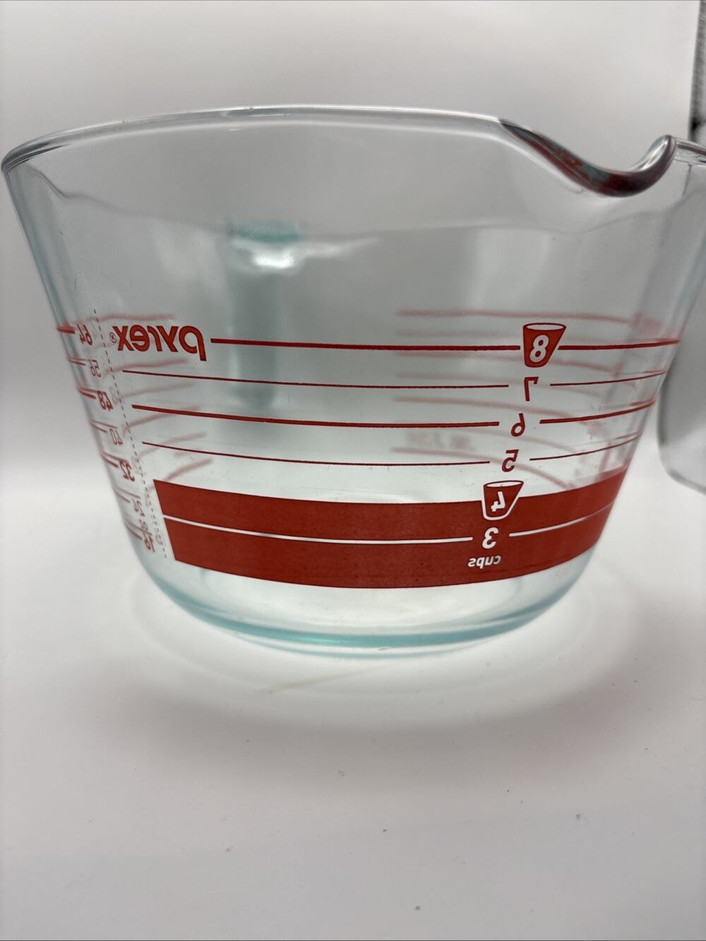 Vintage Reverse Read PYREX 8 Cup Measuring Cup 64oz 2 Qt Clear Glass, Microwave